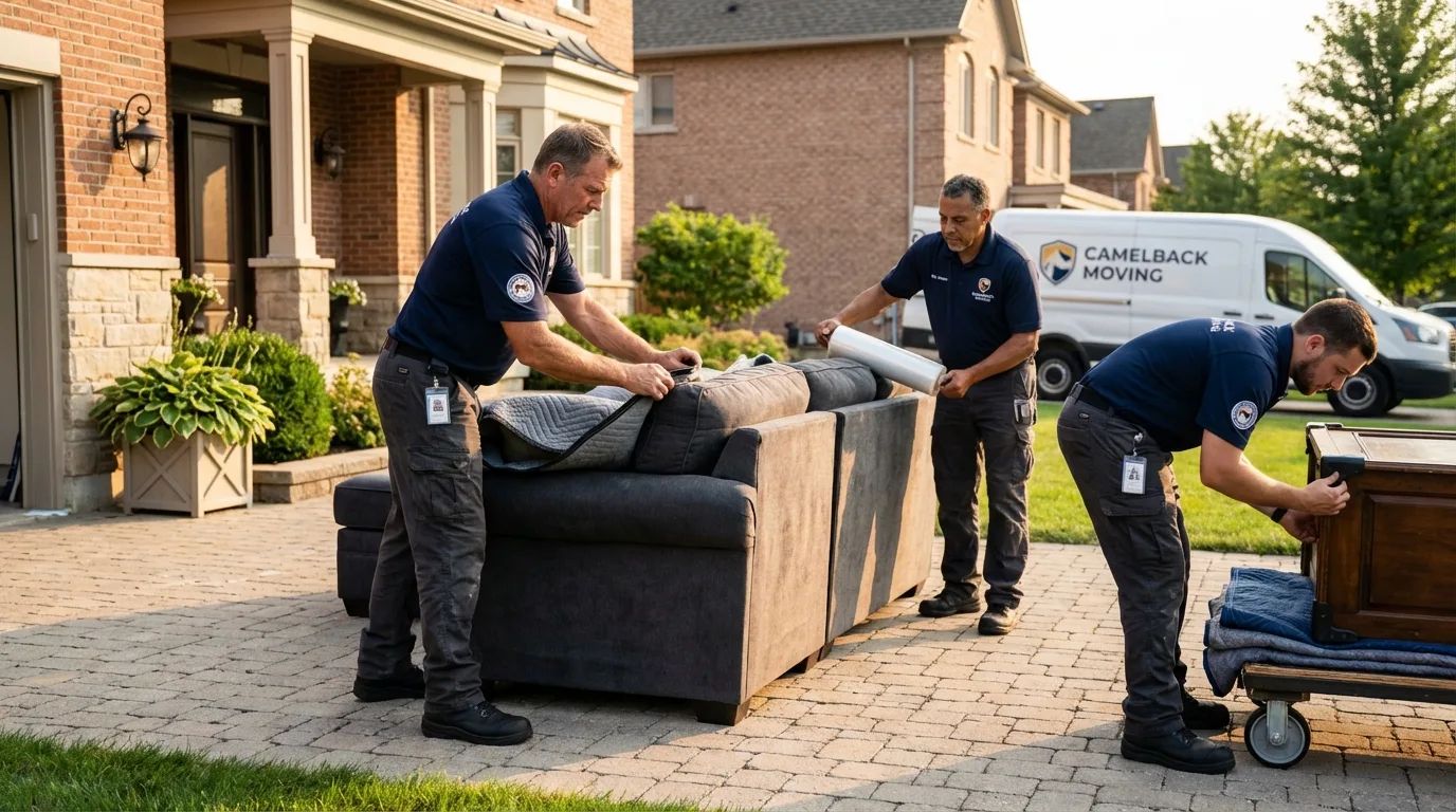 Large estate moving crew wrapping furniture in North Fort Myers, FL