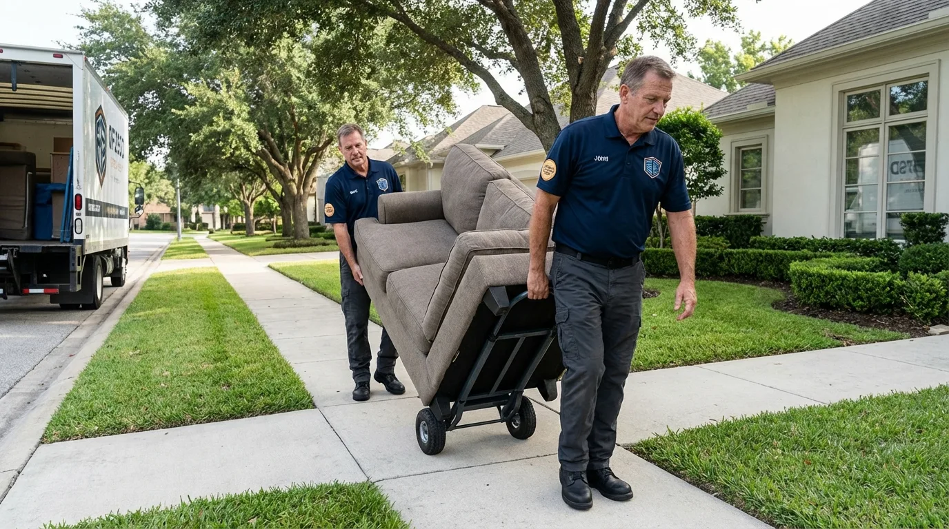 Local residential moving crew loading furniture in North Fort Myers, FL