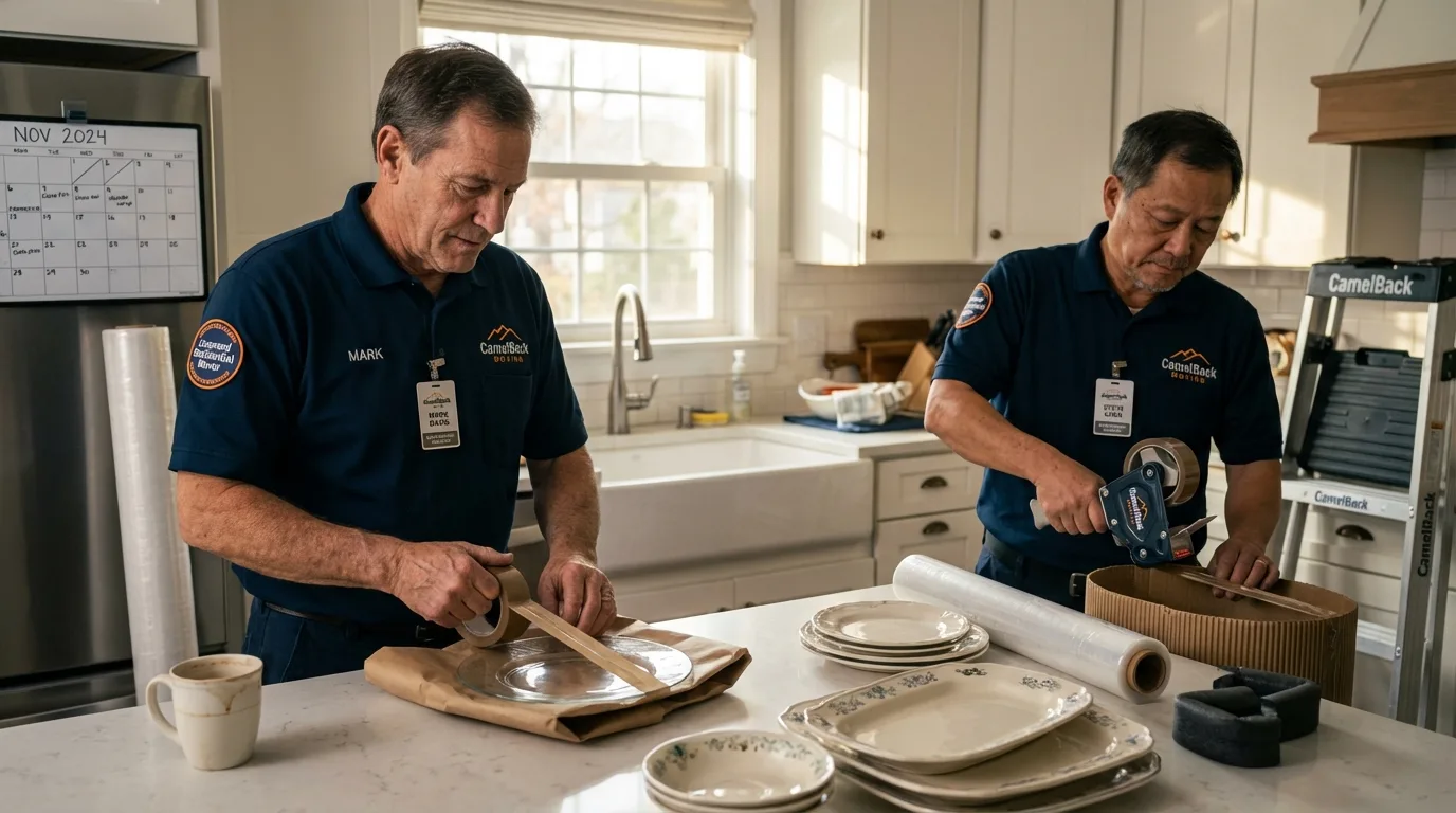 Professional crew packing kitchen dishware in North Fort Myers, FL